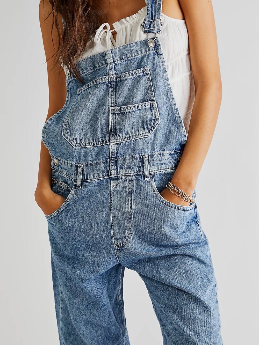 We The Free Light Blue Denim Overalls - Women's